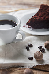 Image showing Chocolate cake and coffee