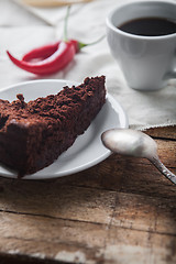 Image showing Chocolate cake and coffee