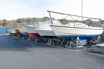 Image showing many boat on storage for the winter