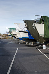 Image showing boat on storage for the winter 