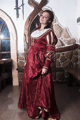 Image showing Portrait of elegant woman in medieval era dress