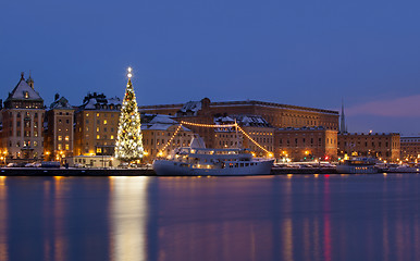 Image showing Stockholms old city with christmas tree