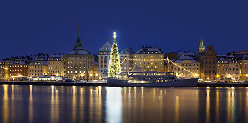 Image showing Stockholms old city with christmas tree