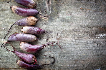 Image showing Beet roots on wooden table