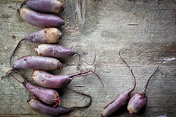 Image showing Beet roots on wooden table