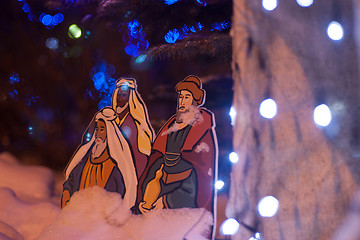 Image showing Outdoor Christmas decorations with lights