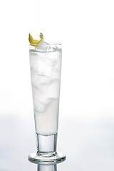 Image showing Glass of pure water with ice cubes. Isolated on white background