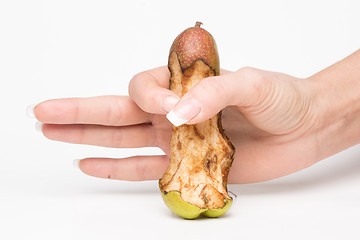 Image showing female hand holding a pear-like penis