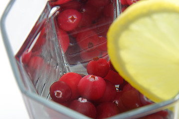 Image showing Red cranberry in glass