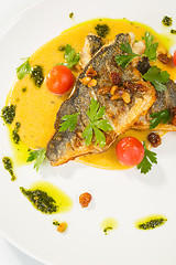 Image showing Grilled Fish with tomato and Mixed Salad
