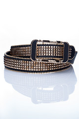 Image showing Black women style belt with metal rivets