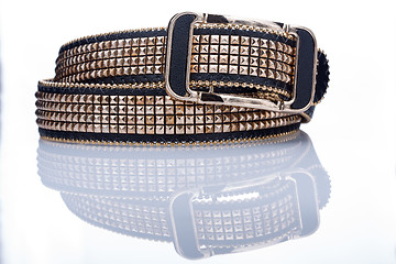 Image showing Black women style belt with metal rivets