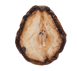 Image showing rotten snow pear on white background