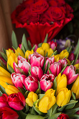 Image showing red and yellow tulips 