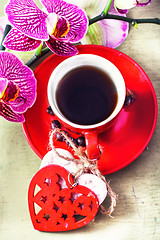 Image showing Coffee and Orchid flower