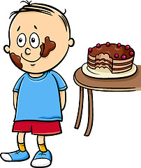 Image showing little gourmand boy cartoon