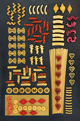 Image showing Coloured and Wheat Pasta  Abstract