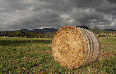 Image showing Hay bale in late afternoon light