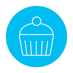 Image showing Cupcake with cherry line icon.