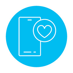 Image showing Smartphone with heart sign line icon.