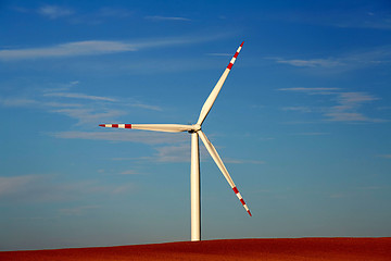 Image showing Single windmill at dusk