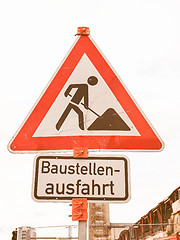 Image showing  Roadworks sign vintage