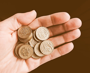 Image showing  Pound coins vintage