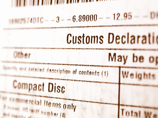 Image showing  Customs declaration vintage