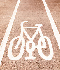 Image showing  Bike lane sign vintage