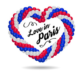 Image showing Balloons in the shape of a heart in the colors of the flag of France. Vector