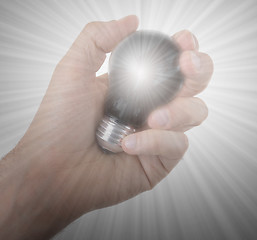 Image showing Hand holding an light bulb 