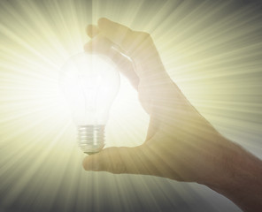 Image showing Hand holding an light bulb 