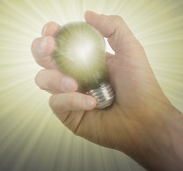 Image showing Hand holding an light bulb 