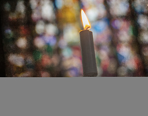 Image showing Candle burning in church - Vintage dirty look