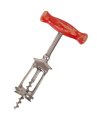 Image showing Vintage metal corkscrew isolated