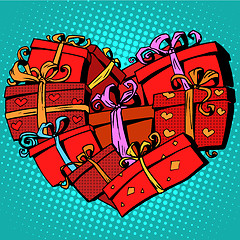 Image showing Box gift heart shaped Valentines day