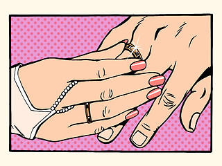 Image showing Wedding woman man gold ring betrothal