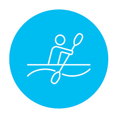 Image showing Man kayaking line icon.