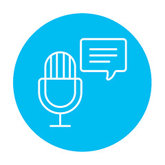 Image showing Microphone with speech square line icon.