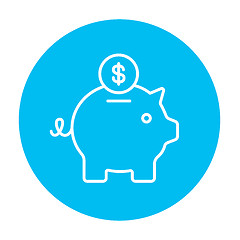 Image showing Piggy bank with dollar coin line icon.