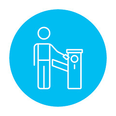 Image showing Man at car barrier line icon.