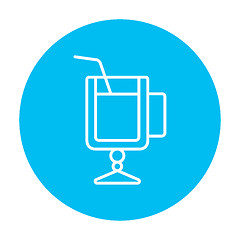 Image showing Glass with drinking straw line icon.