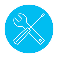 Image showing Screwdriver and wrench tools line icon.