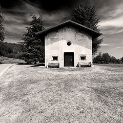 Image showing  europe  old christian ancient  in grass        and sunlight