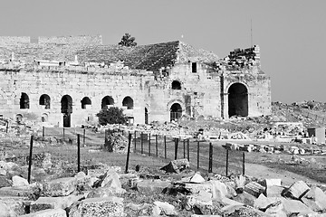 Image showing history pamukkale    old construction in asia turkey the column 