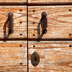 Image showing door in italy old ancian wood and trasditional  texture nail