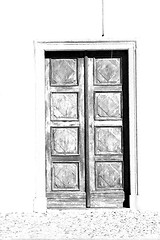 Image showing detail in  wall door  italy land europe architecture and wood th