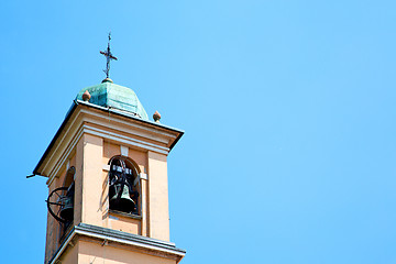 Image showing ancien clock   in italy   and bell