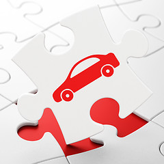 Image showing Tourism concept: Car on puzzle background
