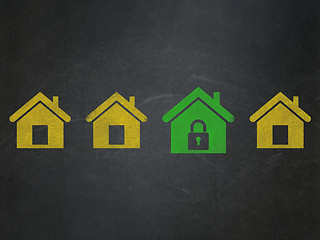 Image showing Security concept: home icon on School Board background